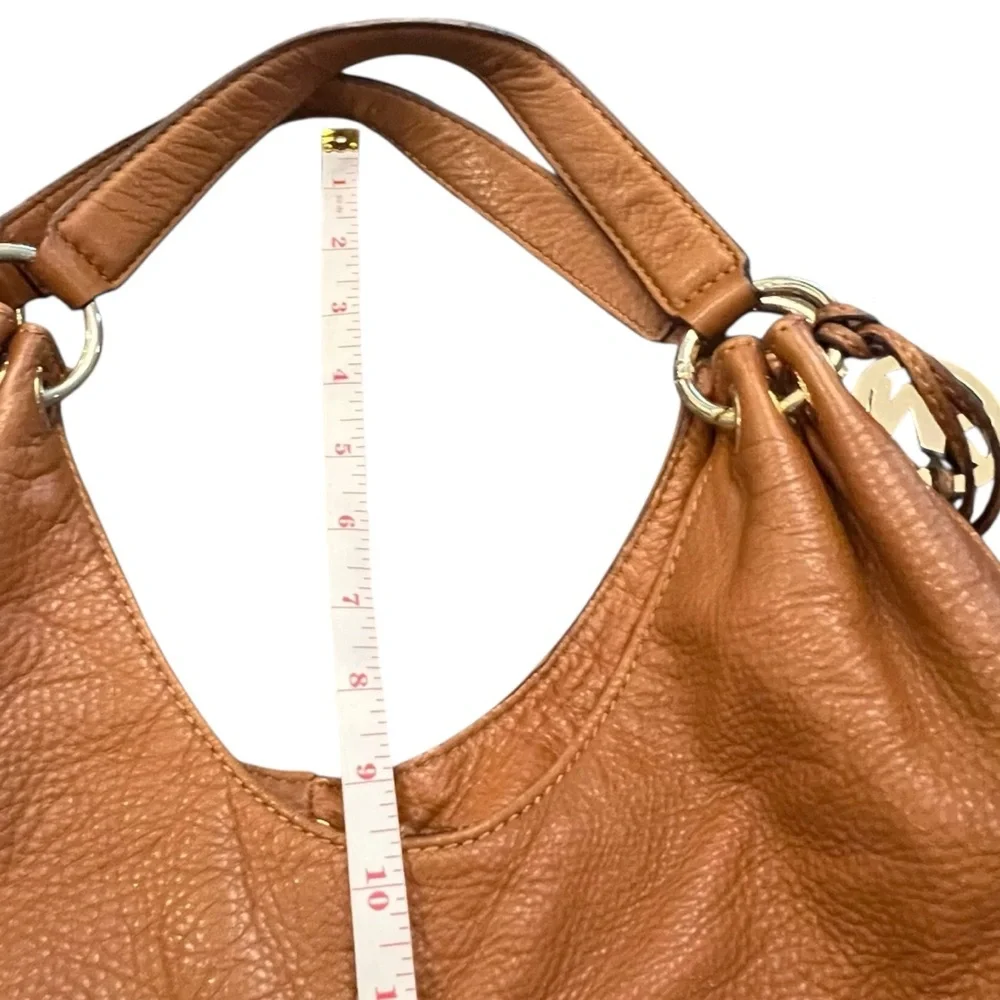 MICHAEL Michael Kors Tan Gold Leather Large Layton Hobo Bag Zippered BOHO Preppy - Picture 11 of 16